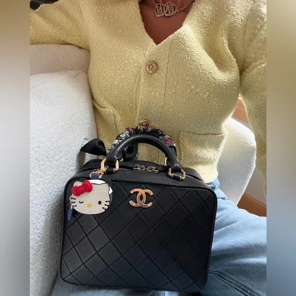 Chanel Black Top Handle Vanity Crossbody Bag with Chanel Strap - Picture 13 of 16